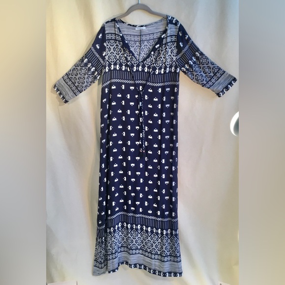 Koandaily Dresses Bohemian Navywhite Maxi House Dress Nwt Size Xl